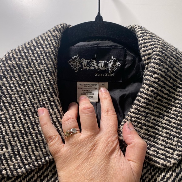 Live a Little Black and White Pea Coat - Picture 5 of 12